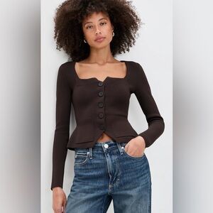 NWT STAUD Rachela Cardigan Sweater Brown Small